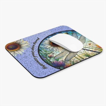 Inspirational Dragonfly Mouse Pad - "Happiness Grows When Shared"