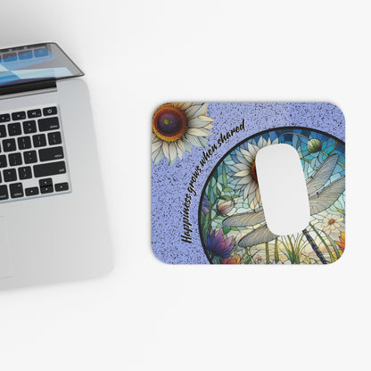 Inspirational Dragonfly Mouse Pad - "Happiness Grows When Shared"