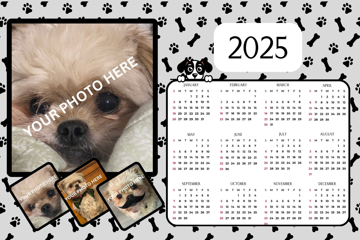 Calendar Magnet - Puppy - Upload your own images