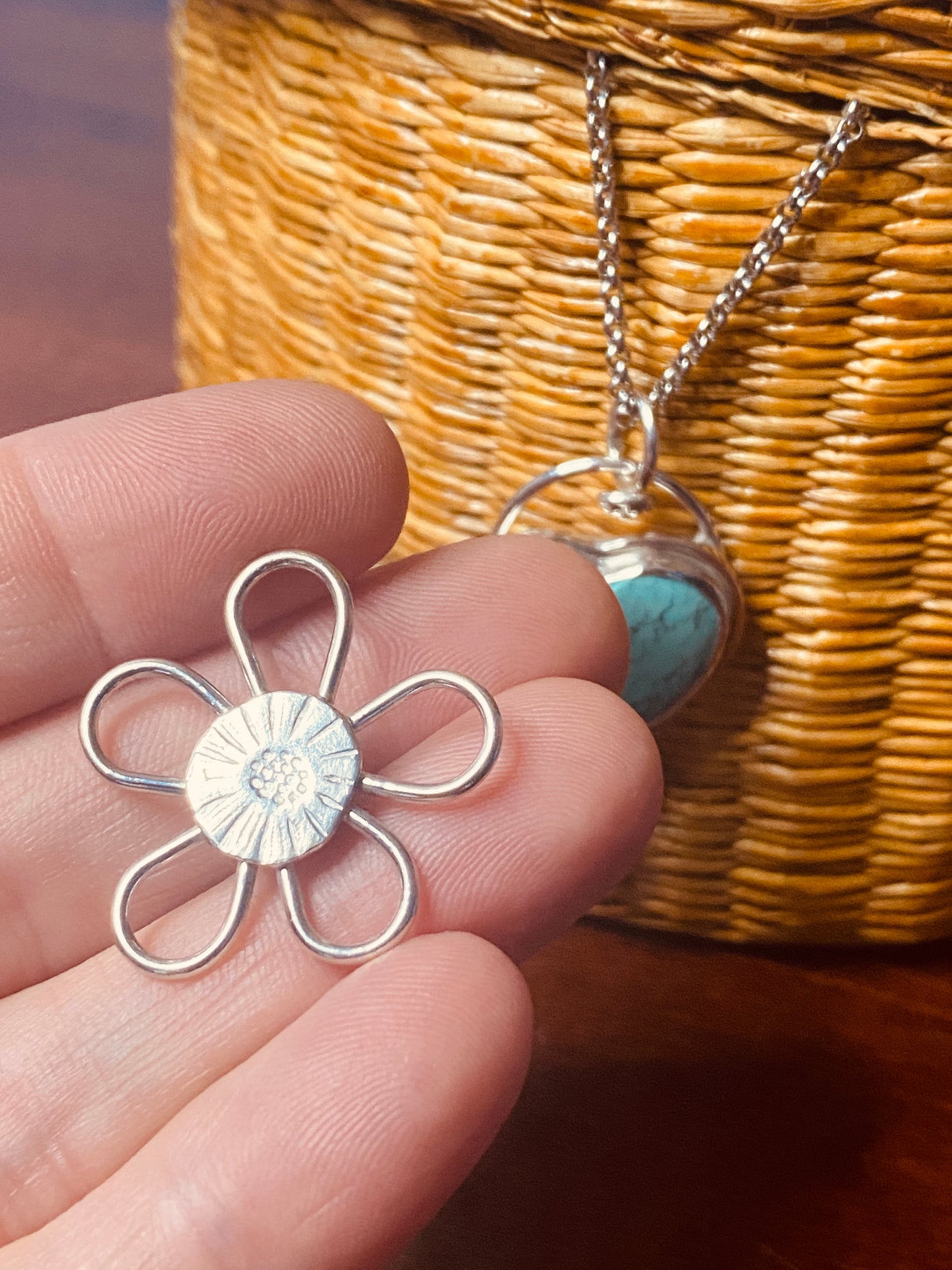 Sterling Silver with Turquoise Stone.