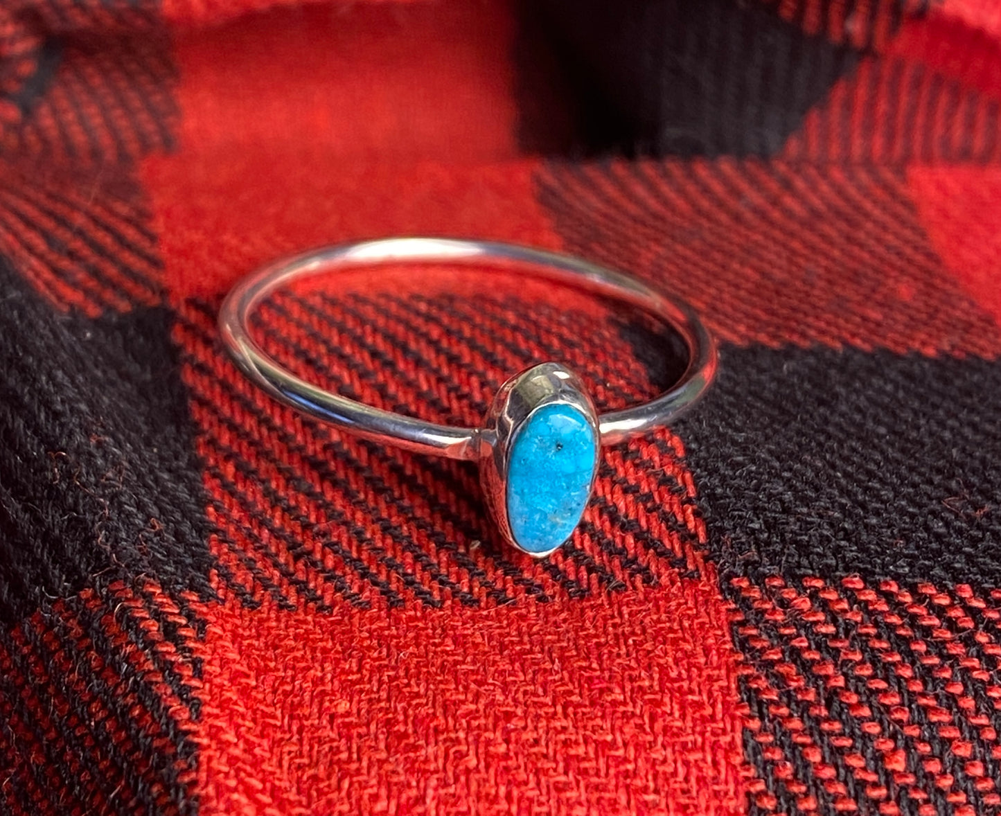 Sterling Silver and Turquoise Stacker Ring size 8