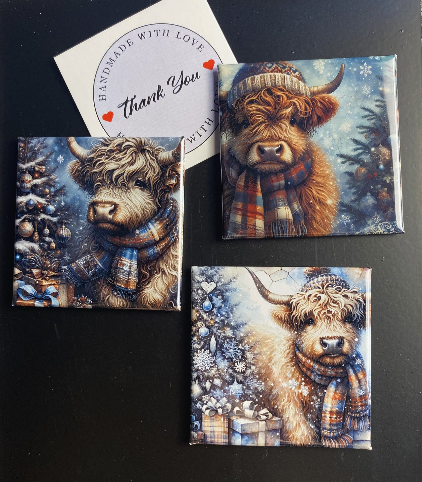 Highland Cow Christmas Magnets