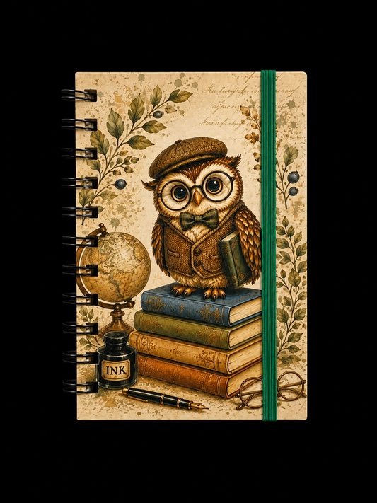 Owl Notebook 4" X 6" Handmade