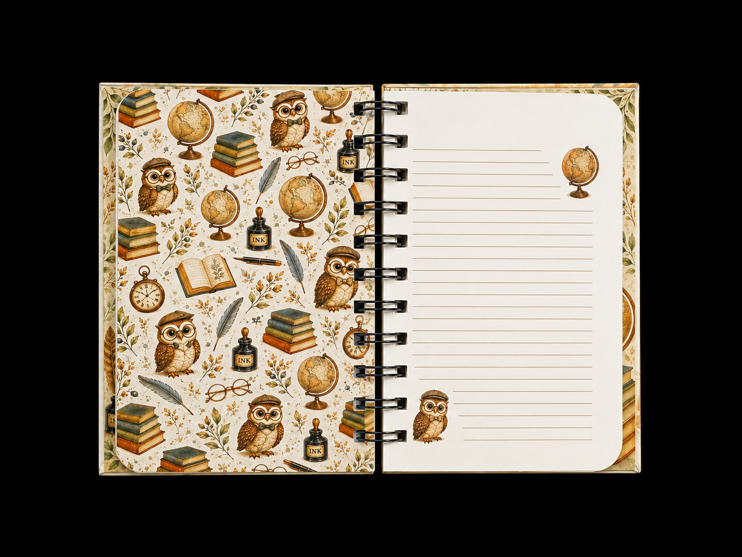 Owl Notebook 4" X 6" Handmade