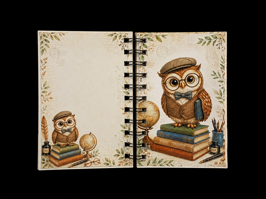 Owl Notebook 4" X 6" Handmade